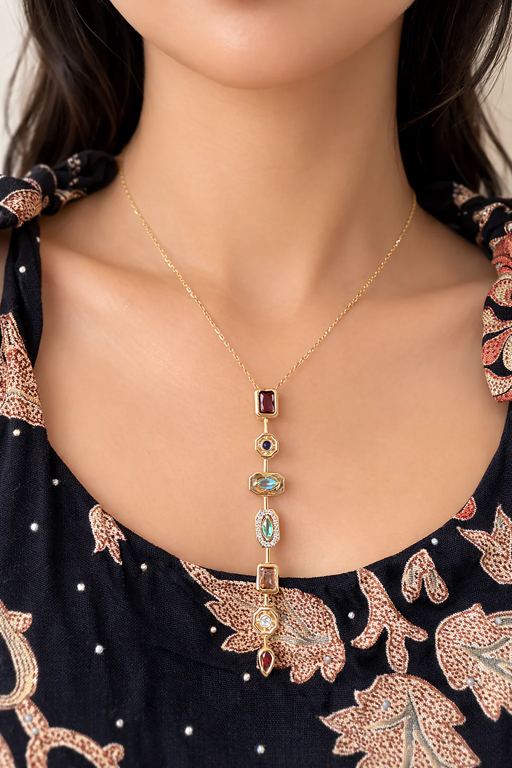 316L Anti Tarnish Vertical drop pendant necklace